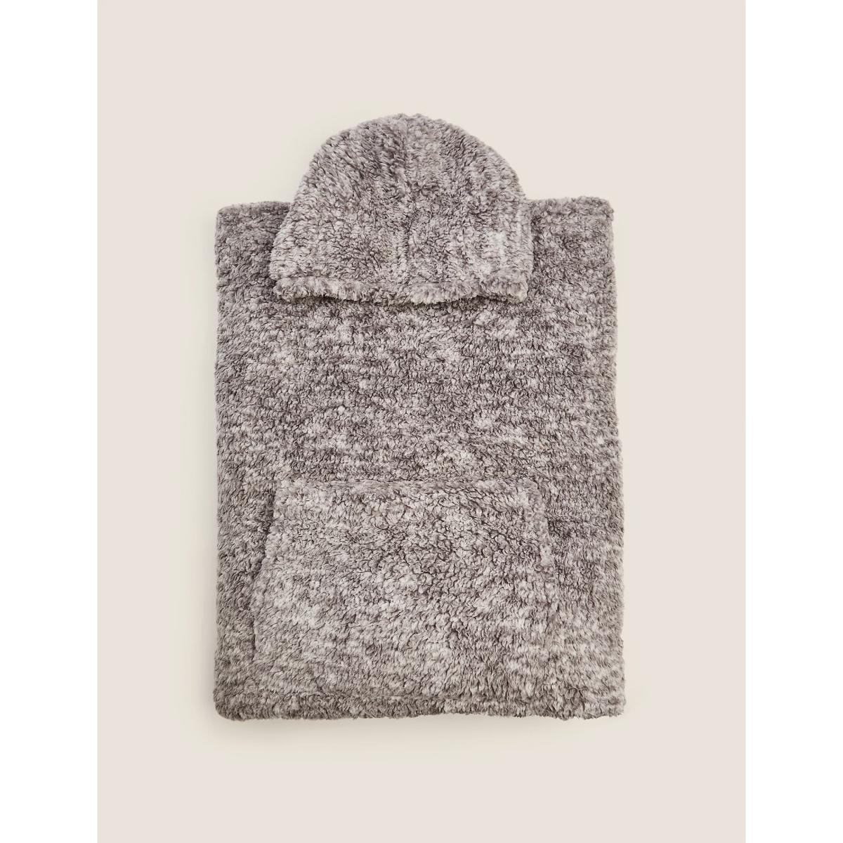 The M&S Snuggle™ Teddy Fleece Adults' Hooded Blanket - Small - Natural, Natural – image 9