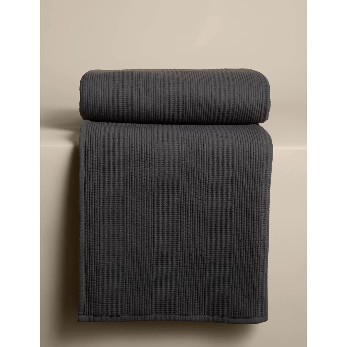 M&S Cotton Rich Ribbed Bedspread with Linen Slate Blue – image 3