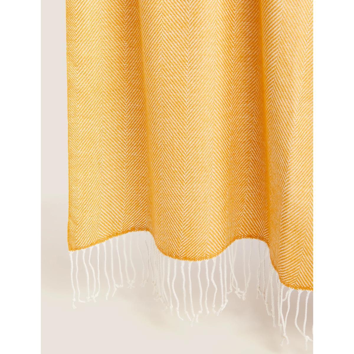 M&S Herringbone Throw - Ochre, Ochre,Light Grey,Blush,Navy – image 2