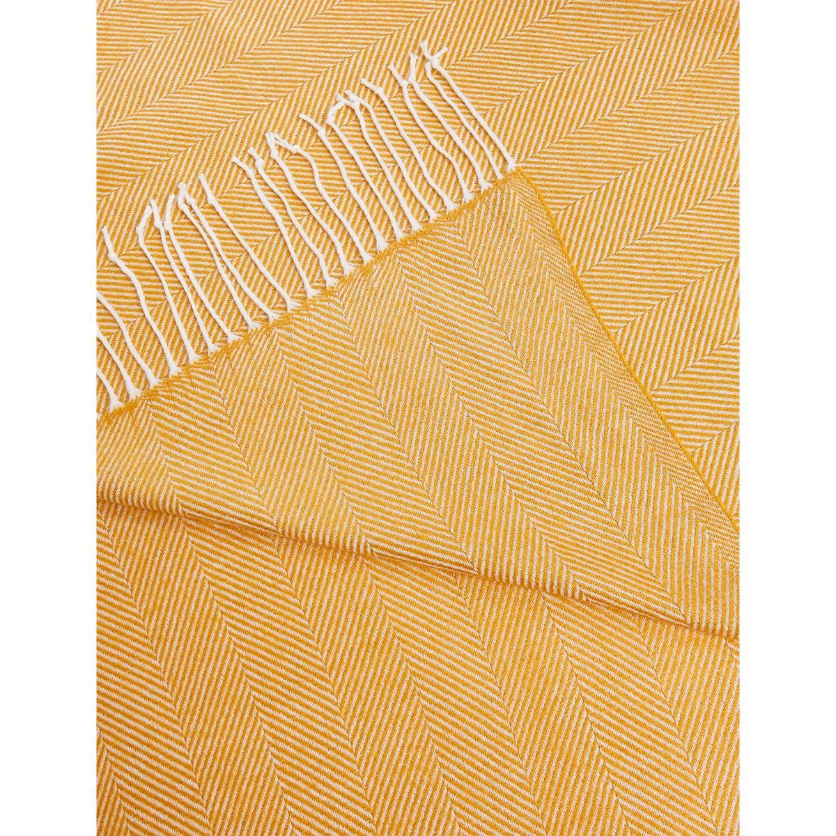 M&S Herringbone Throw - Ochre, Ochre,Light Grey,Blush,Navy – image 4