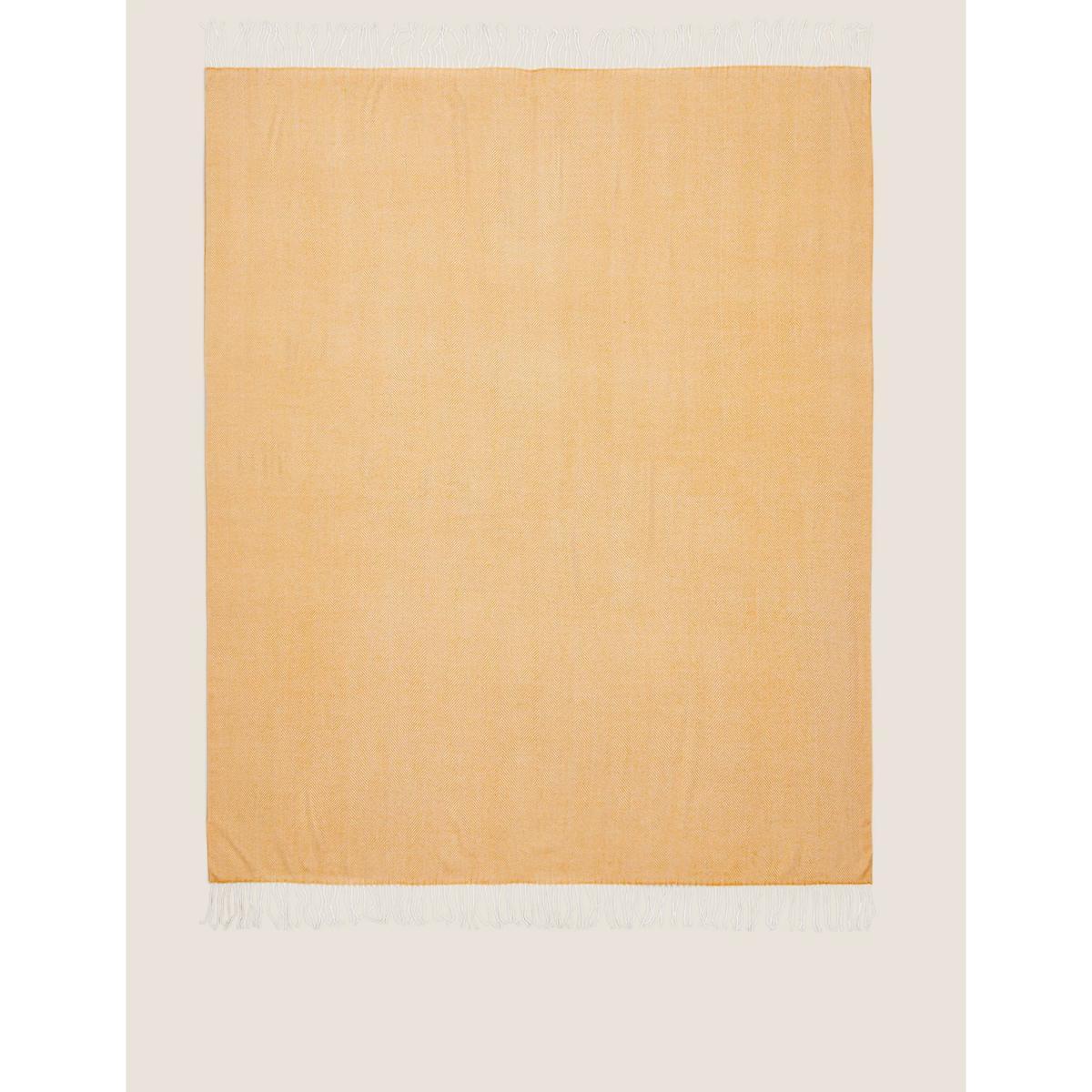 M&S Herringbone Throw - Ochre, Ochre,Light Grey,Blush,Navy – image 5
