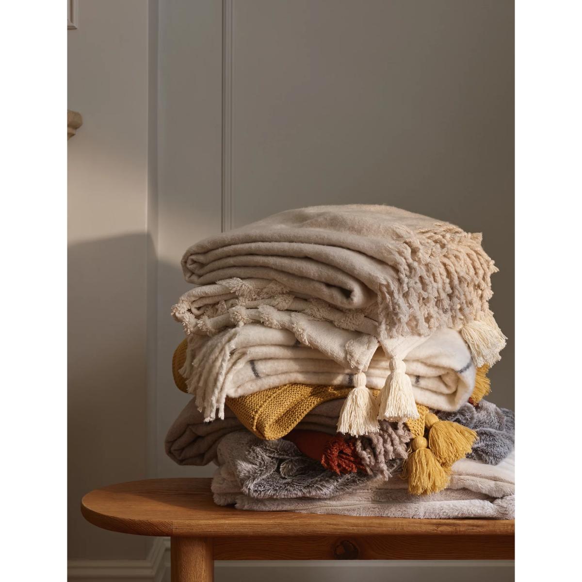 M&S Faux Mohair Throw - Cream, Cream – image 6