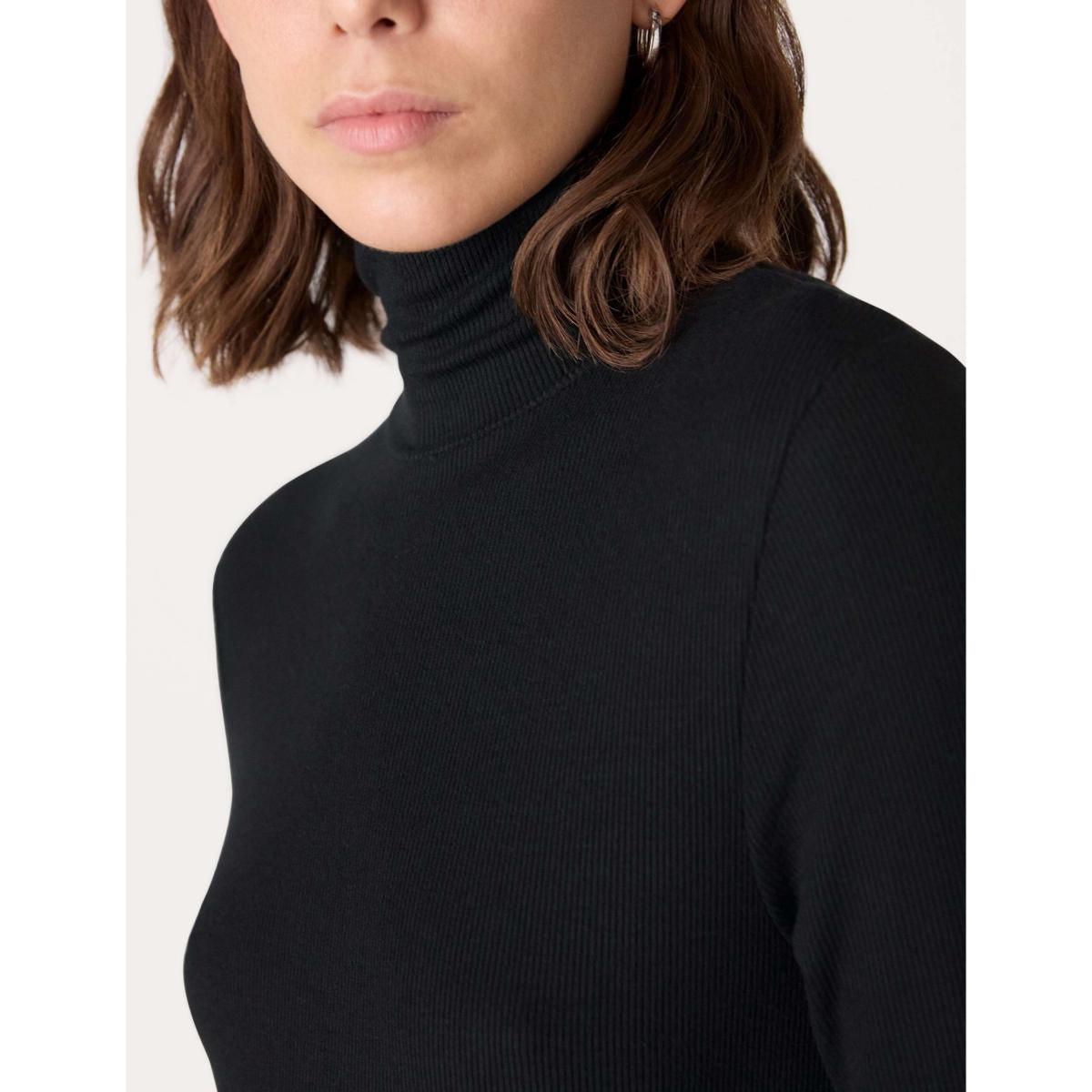 Whistles Ribbed Roll Neck Slim Fit Top Black – image 3