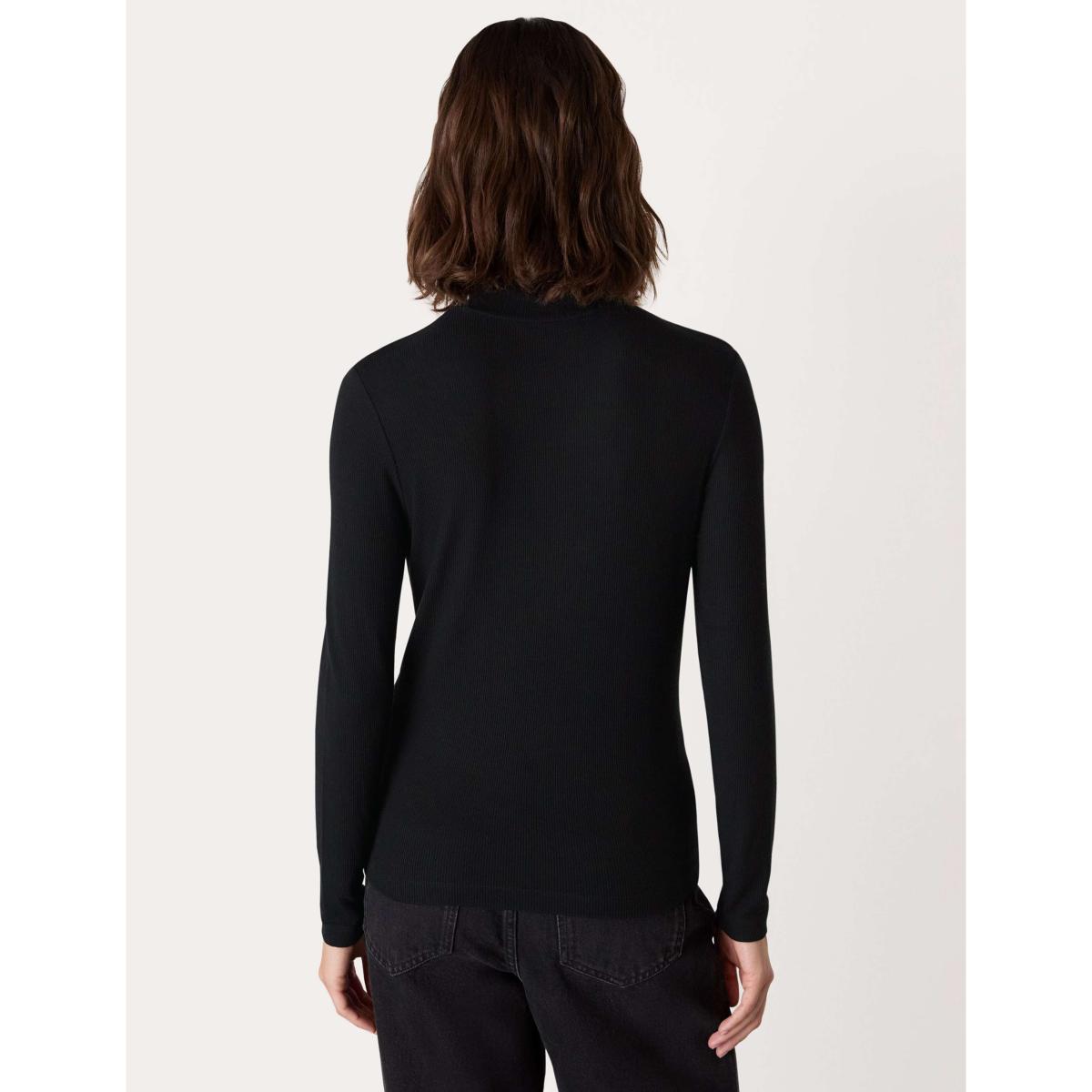Whistles Ribbed Roll Neck Slim Fit Top Black – image 4
