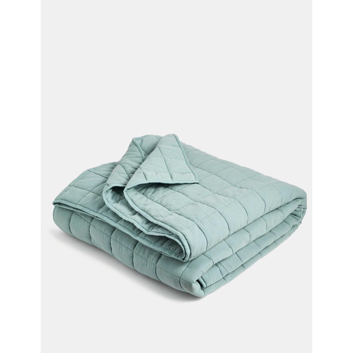M&S Collection Cotton Rich Quilted Throw - XL - Neutral, Neutral,Cobalt,Sage,Lilac – image 2