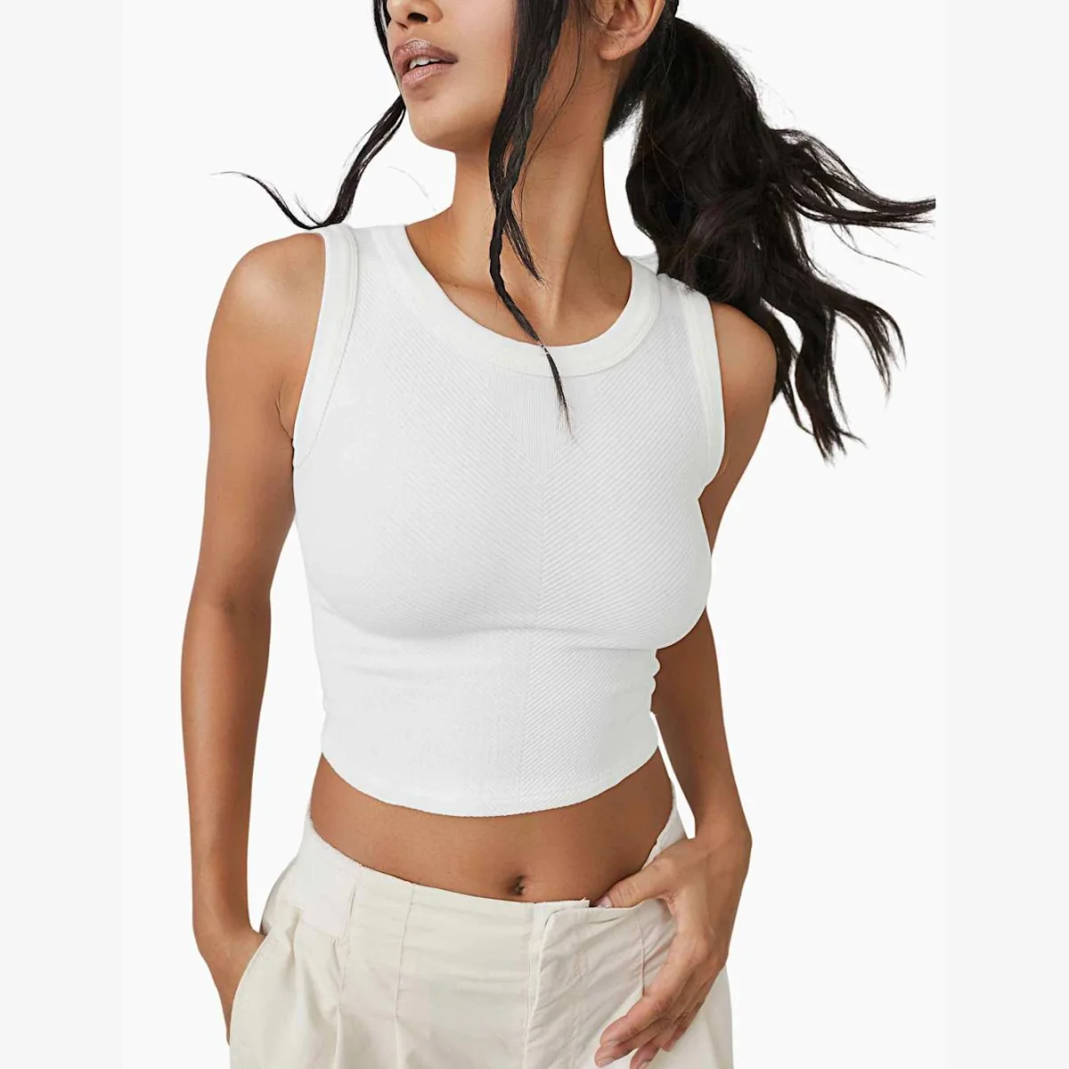 FP Movement Free Throw Rib Crop Vest Top White – image 1