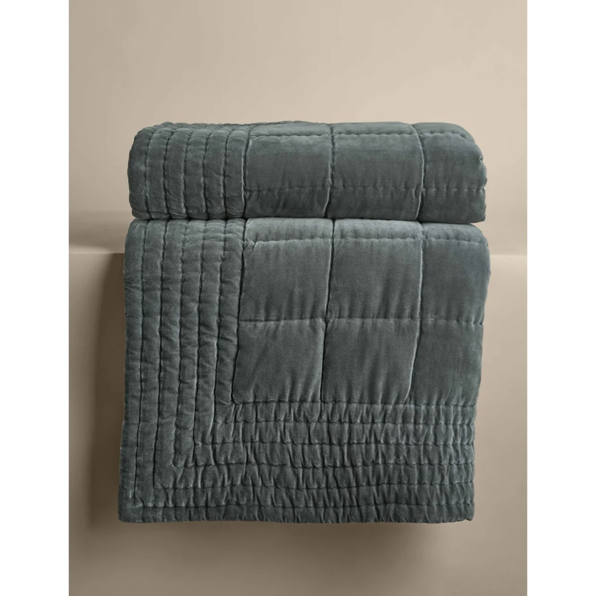 M&S Pure Cotton Velvet Bedspread Charcoal – image 3