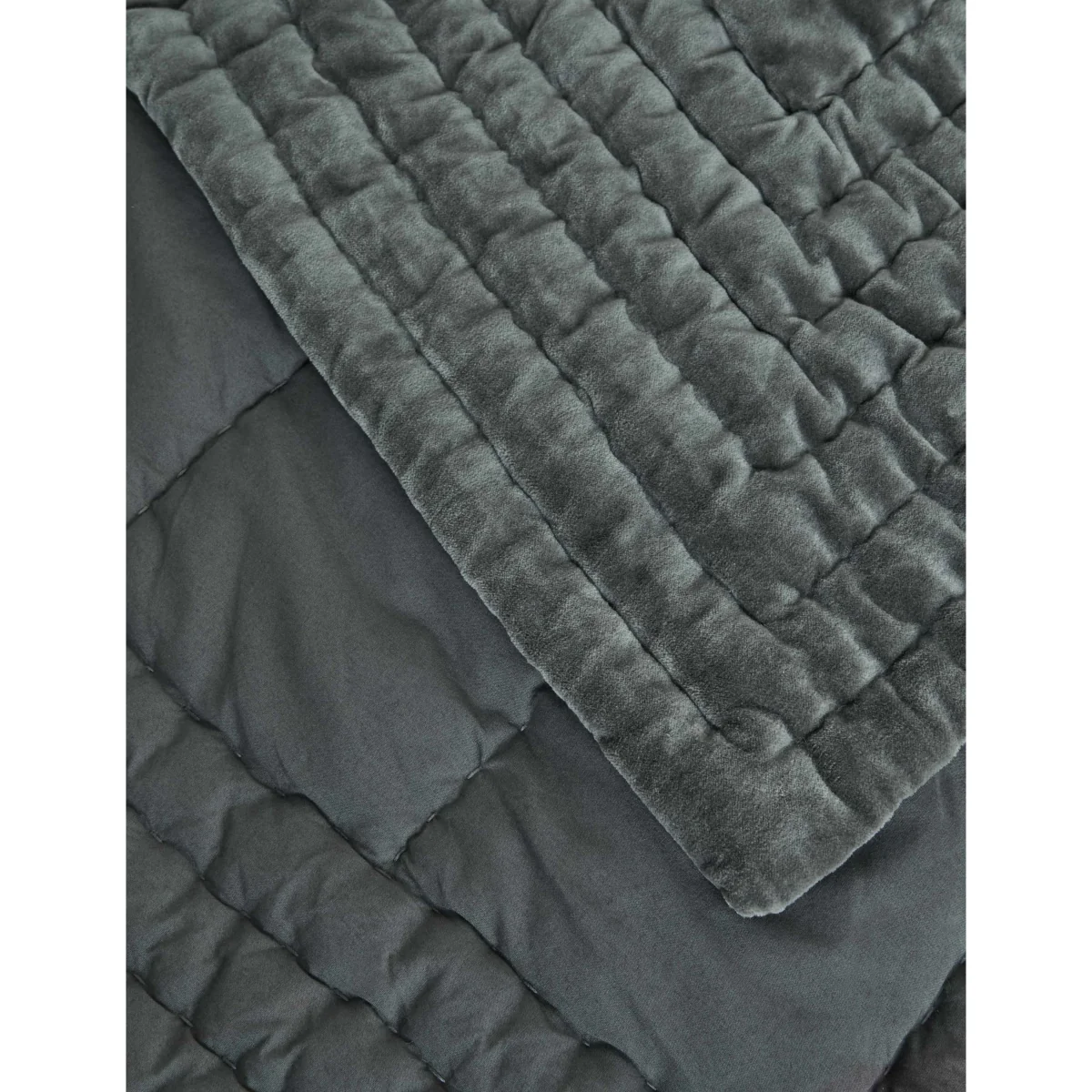 M&S Pure Cotton Velvet Bedspread Charcoal – image 5