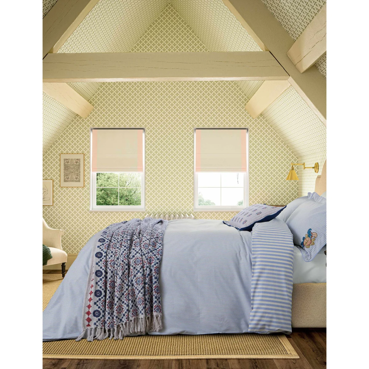 Joules Country Tiles Pure Cotton Geometric Throw Blue Mix – image 3