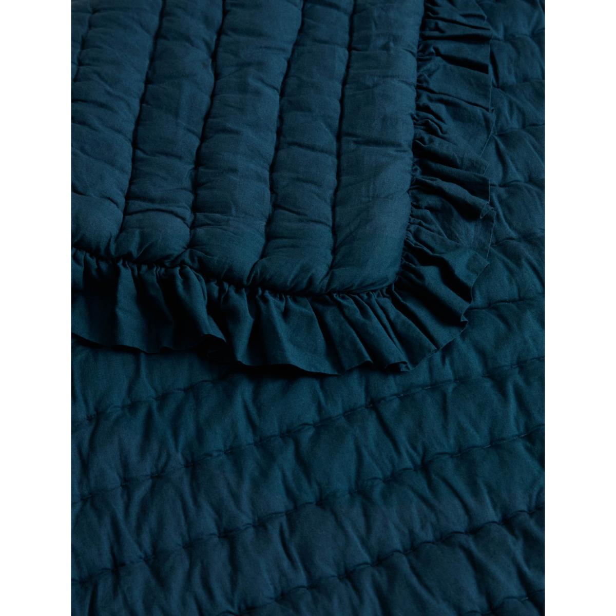 M&S Washed Cotton Quilted Ruffle Bedspread White – image 6