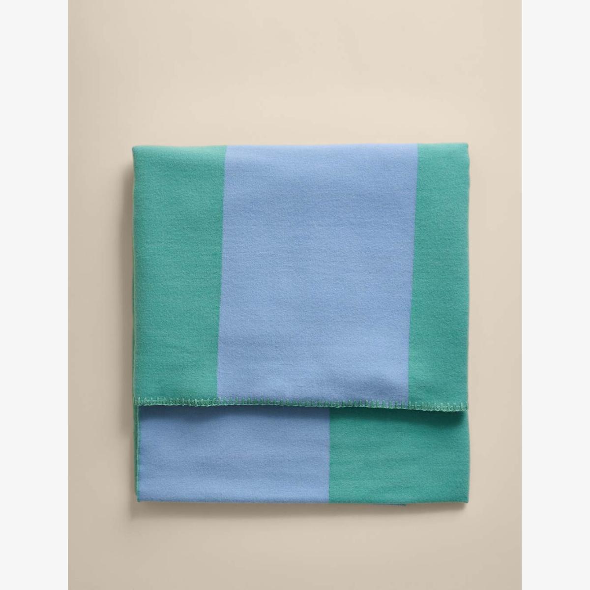 M&S Wool Blend Woven Striped Large Throw Blue Mix – image 1
