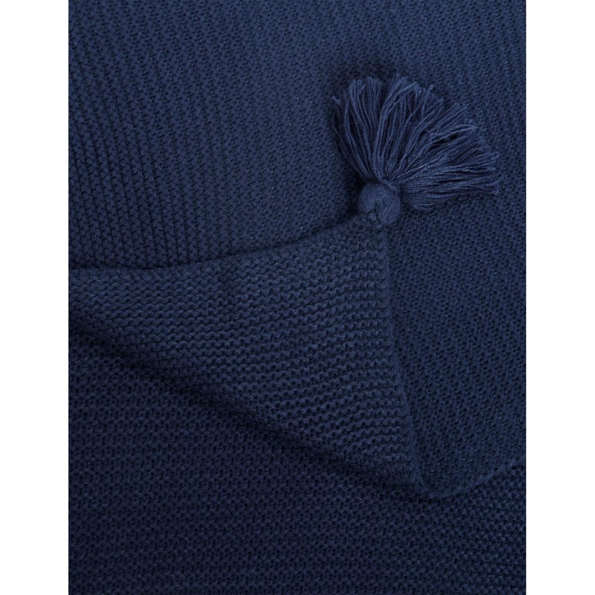 M&S Collection Knitted Tassel Throw - Stone, Stone,Dark Green,Navy,Cream,Rust,Neutral – image 6