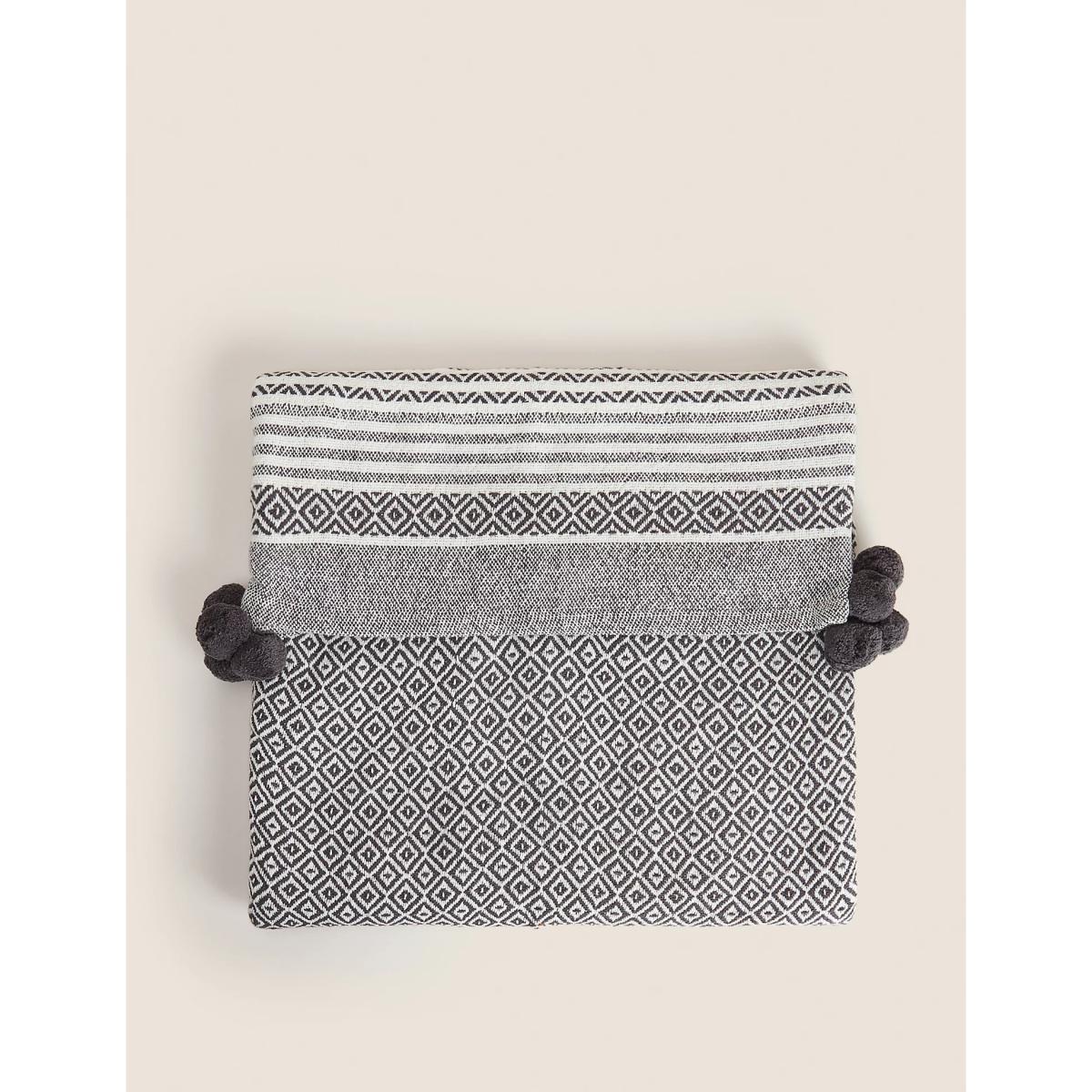 M&S Pure Cotton Geometric Throw - Charcoal Mix, Charcoal Mix,Rust Mix – image 3