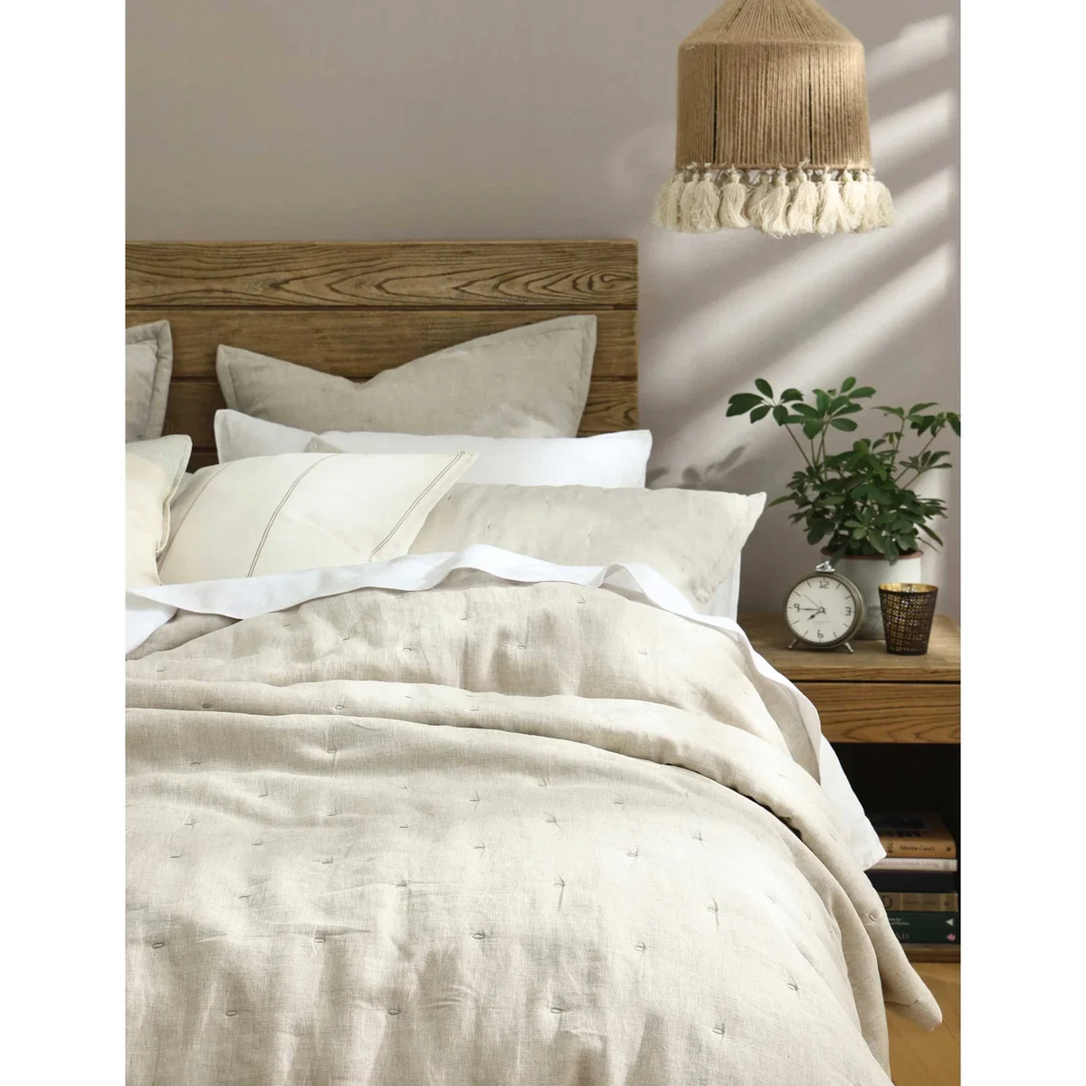 MM Linen Pure Linen Laundered Bedspread Set Neutral – image 3