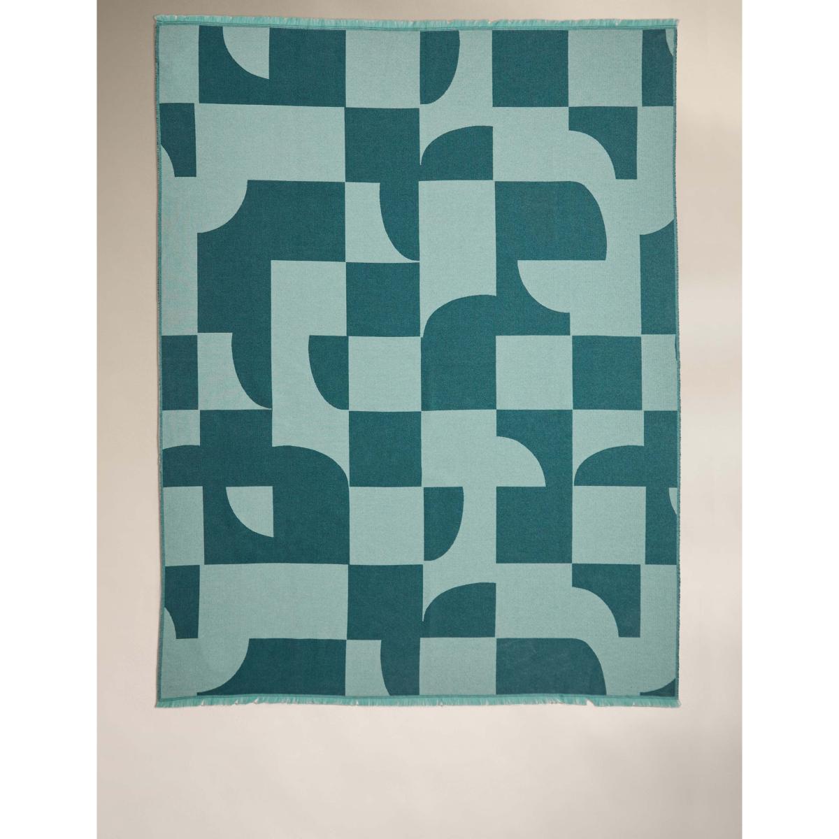 M&S Collection Geometric Fringed Throw - Blue Mix, Blue Mix – image 2