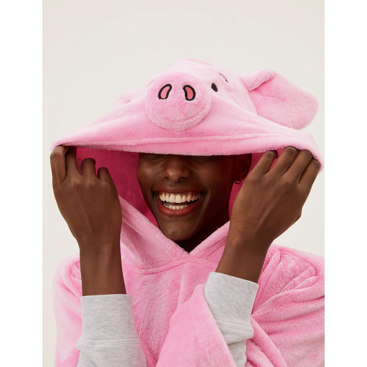 Adults' Fleece Percy Pig™ Hooded Blanket - Small - Pink, Pink – image 2