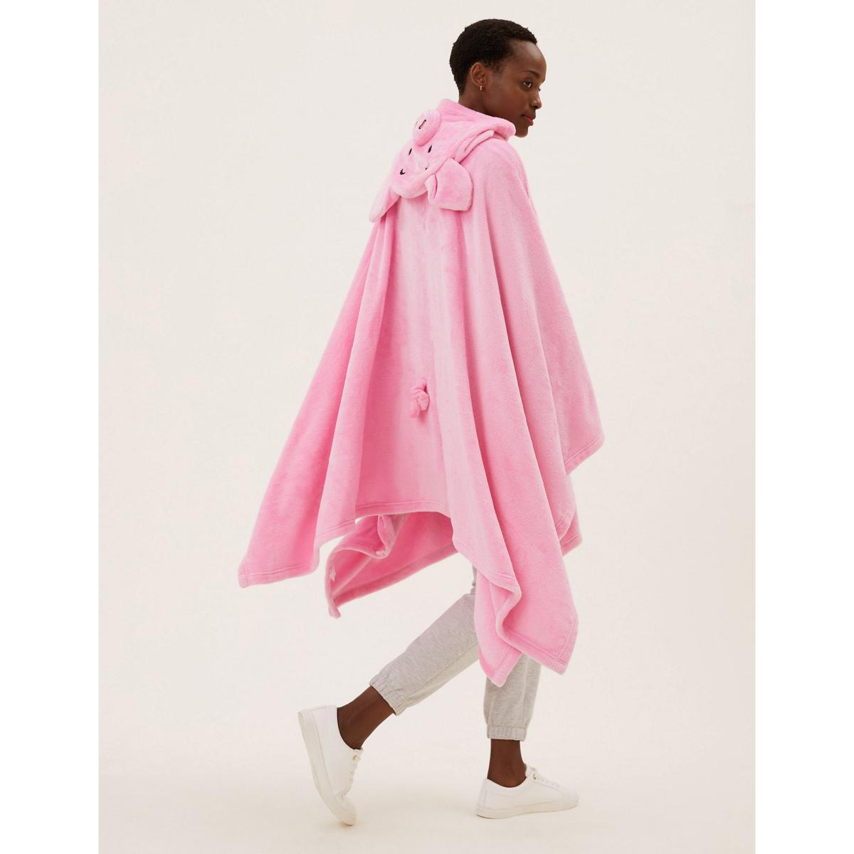 Adults' Fleece Percy Pig™ Hooded Blanket - Small - Pink, Pink – image 4