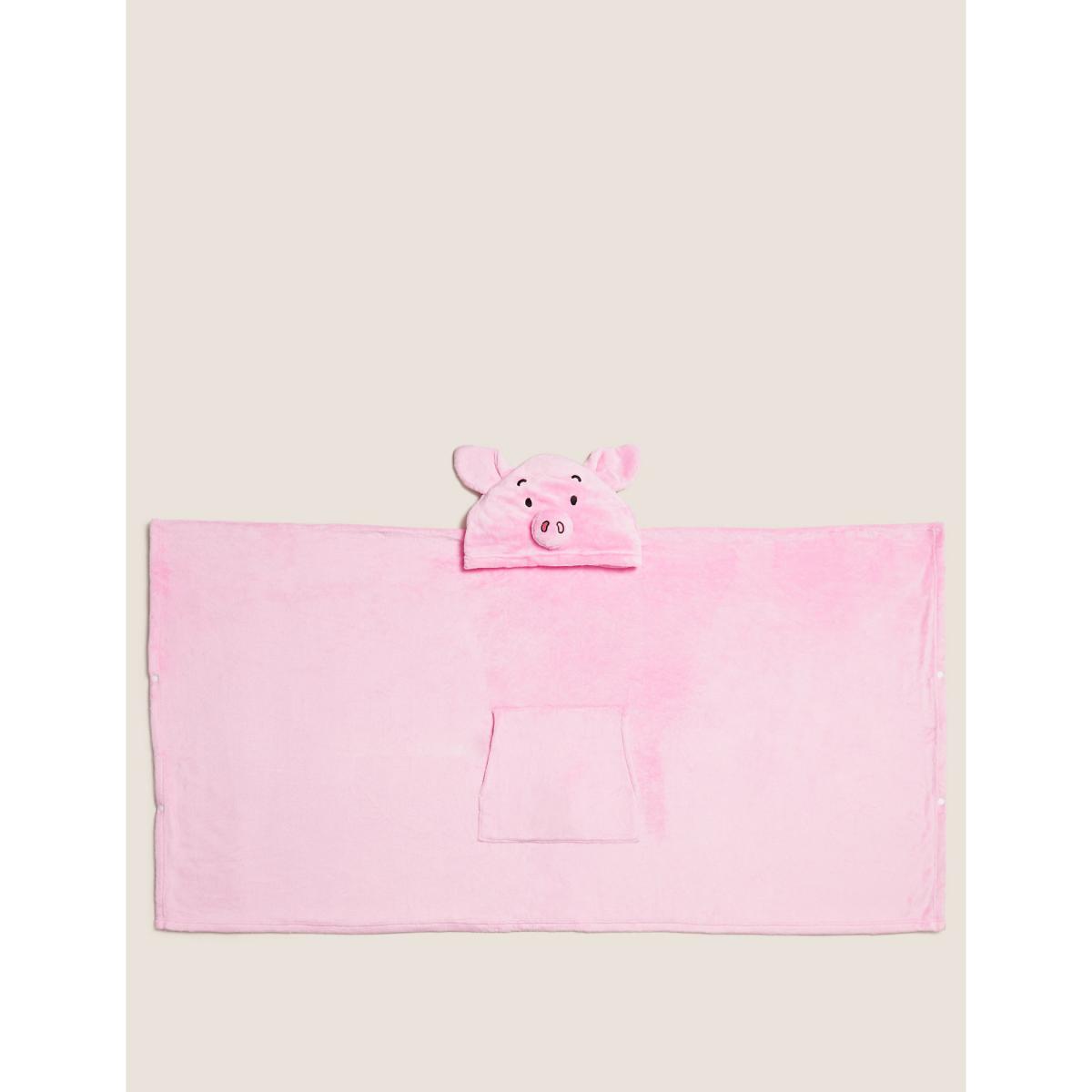Adults' Fleece Percy Pig™ Hooded Blanket - Small - Pink, Pink – image 5