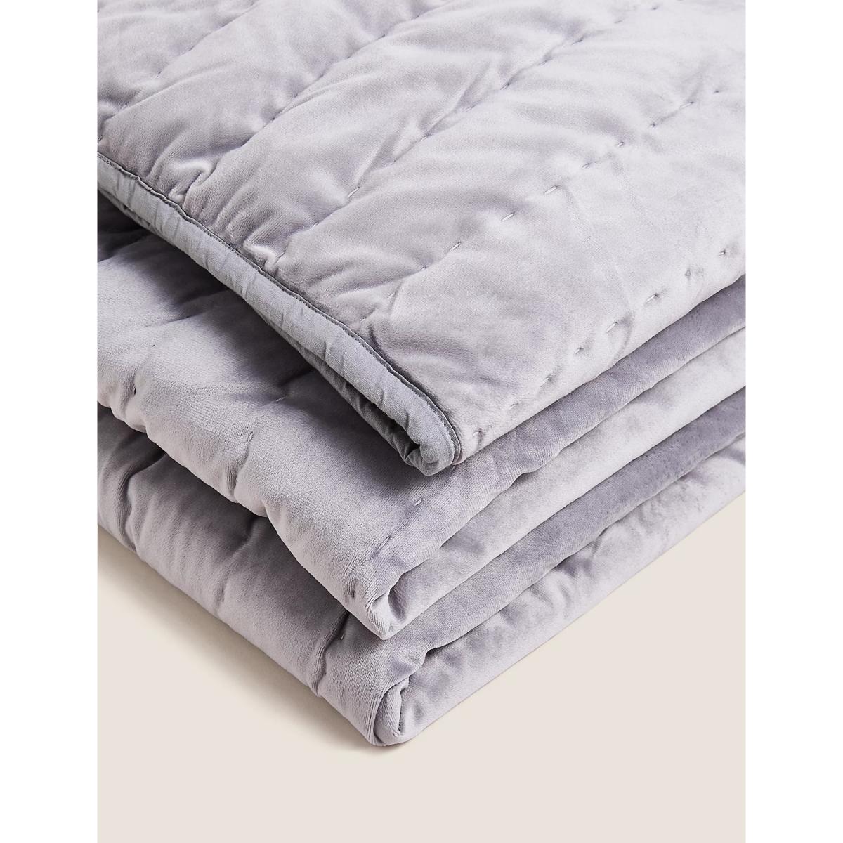 M&S Velvet Quilted Bedspread - MED - Navy, Navy,Grey – image 3