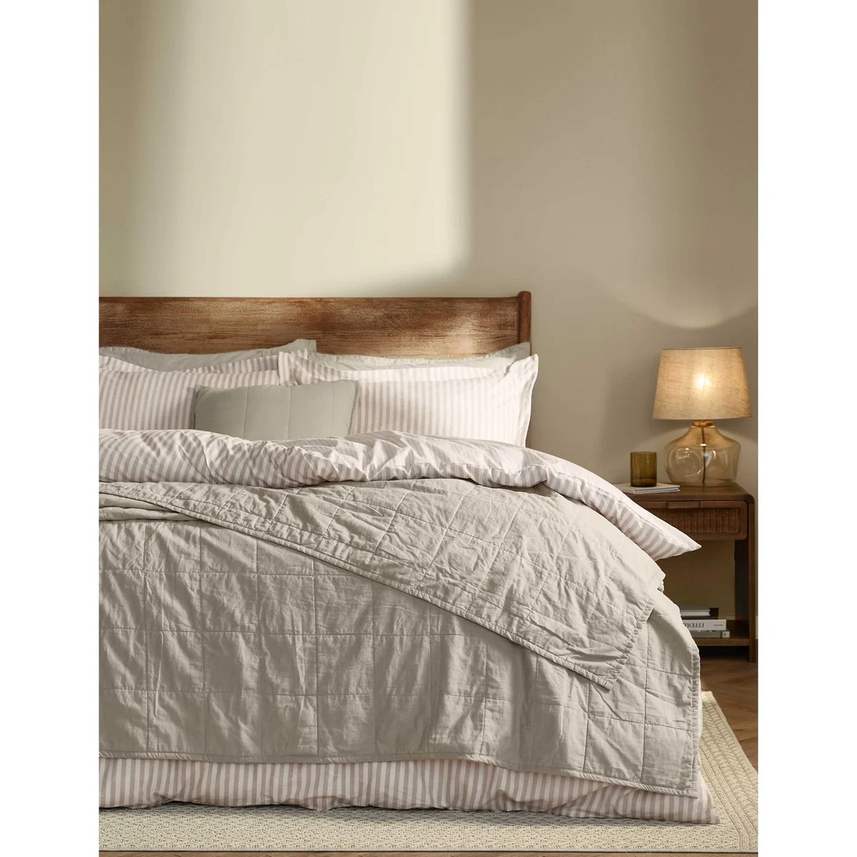 YARD Hebden Washed Cotton Quilted Bedspread Oatmeal – image 2