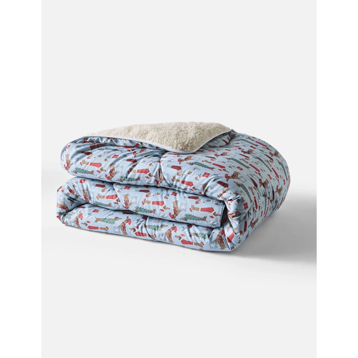 Nightlark Festive Dogs Sherpa Fleece 9 Tog Throw White – image 3