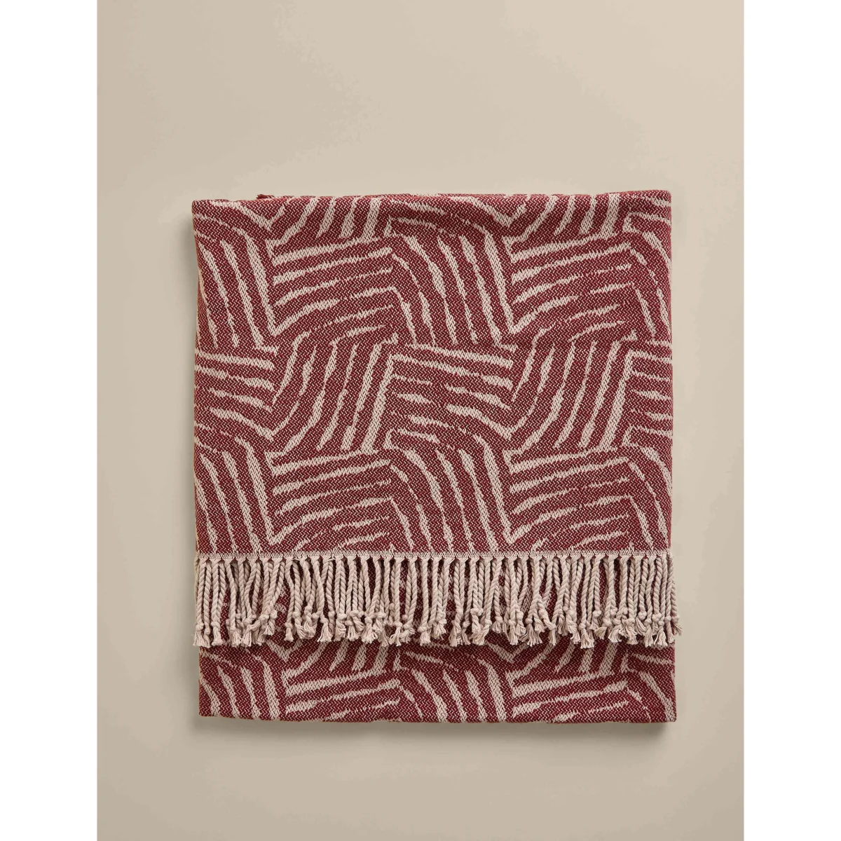 M&S Cotton Rich Geometric Throw Neutral – image 2