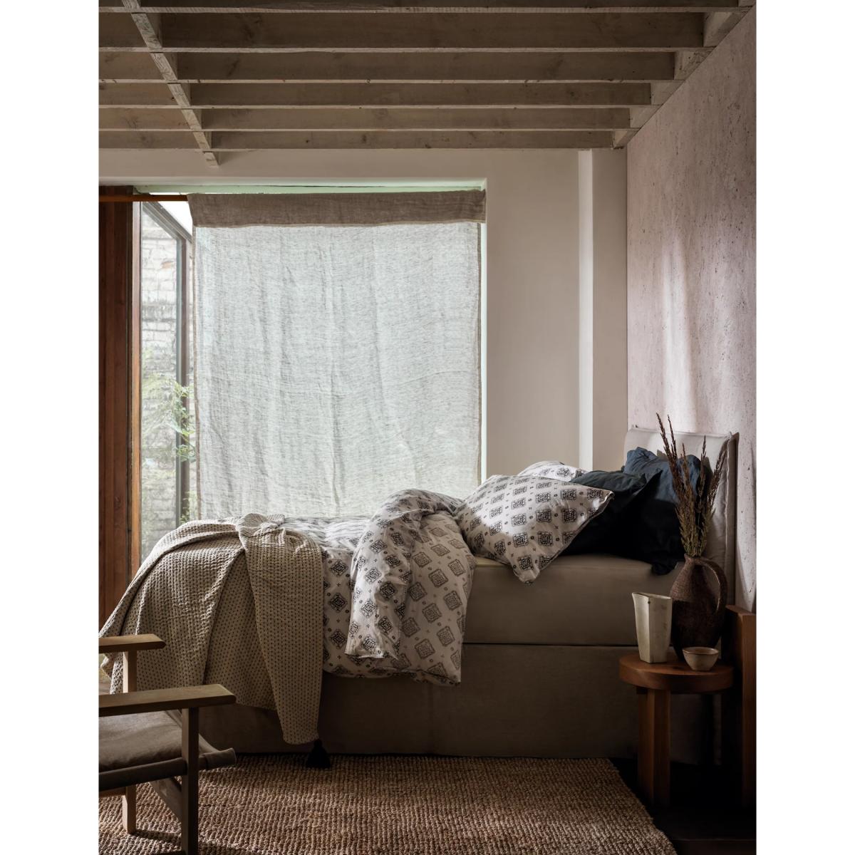 M&S X Fired Earth Casablanca Collection Maarif Stitched Throw - Weald Green, Weald Green,Malm,Natural – image 7