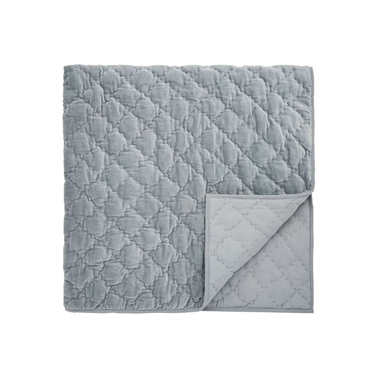 Bedeck of Belfast Pure Cotton Velvet Albany Quilted Throw Light Grey – image 5