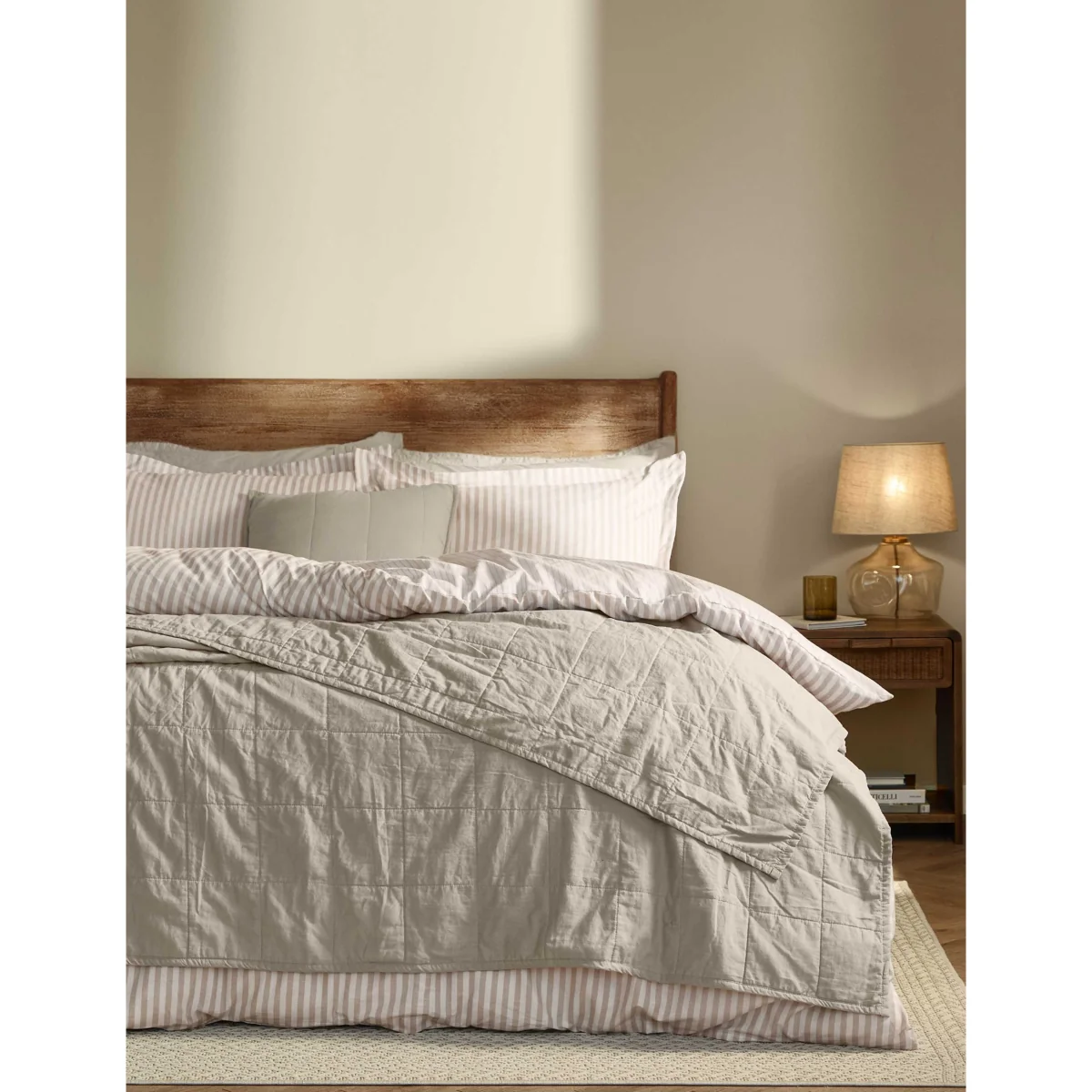 YARD Hebden Washed Cotton Quilted Bedspread Oatmeal – image 2