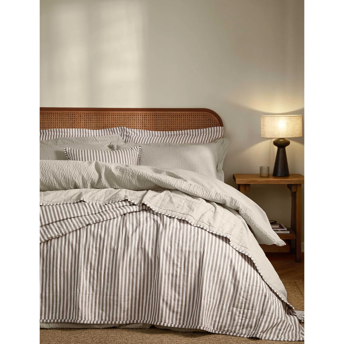 YARD Hebden Washed Striped Quilted Bedspread Blue Marl – image 3
