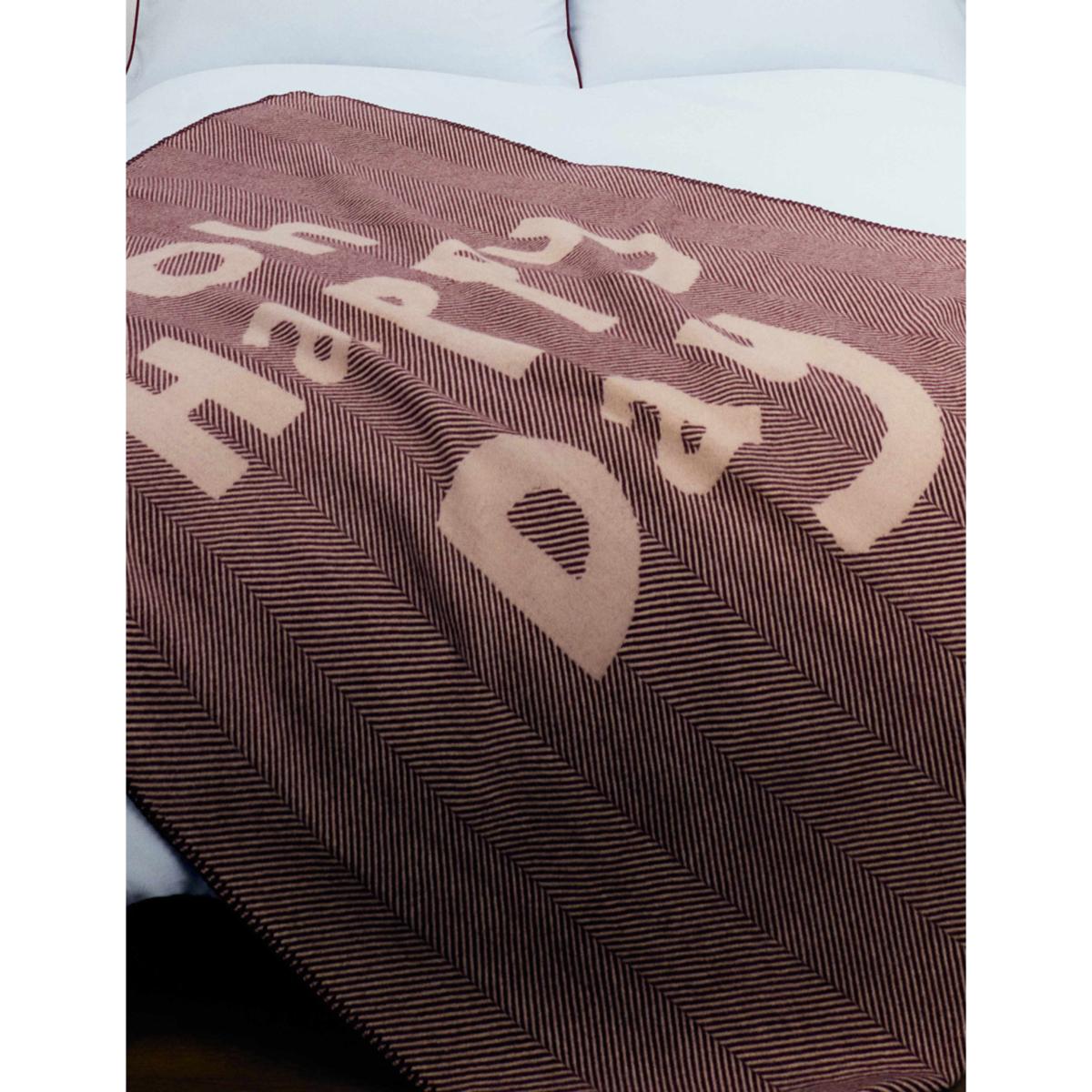 M&S x Bella Freud Pure Wool Oh Happy Day Slogan Throw Burgundy Mix – image 2