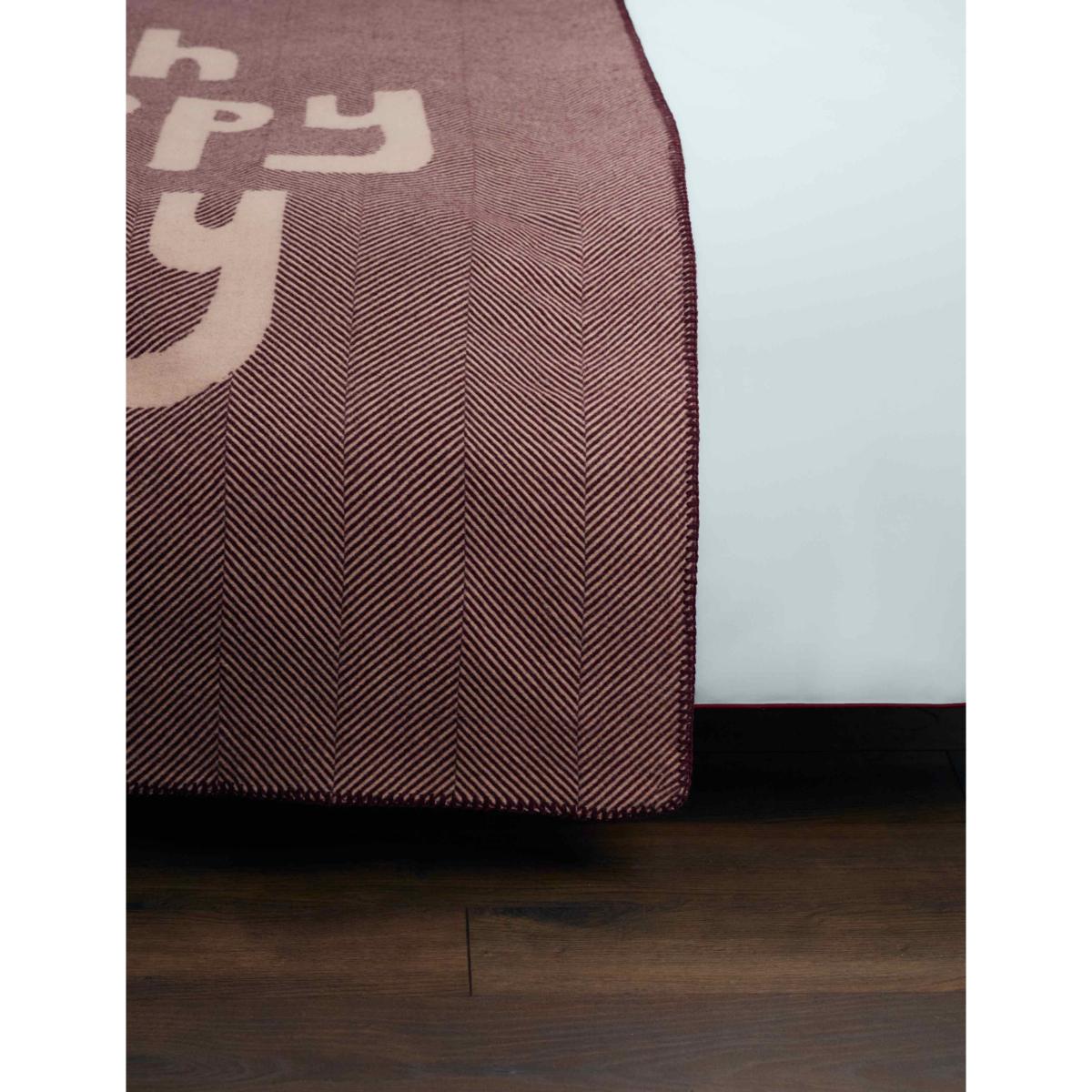 M&S x Bella Freud Pure Wool Oh Happy Day Slogan Throw Burgundy Mix – image 6