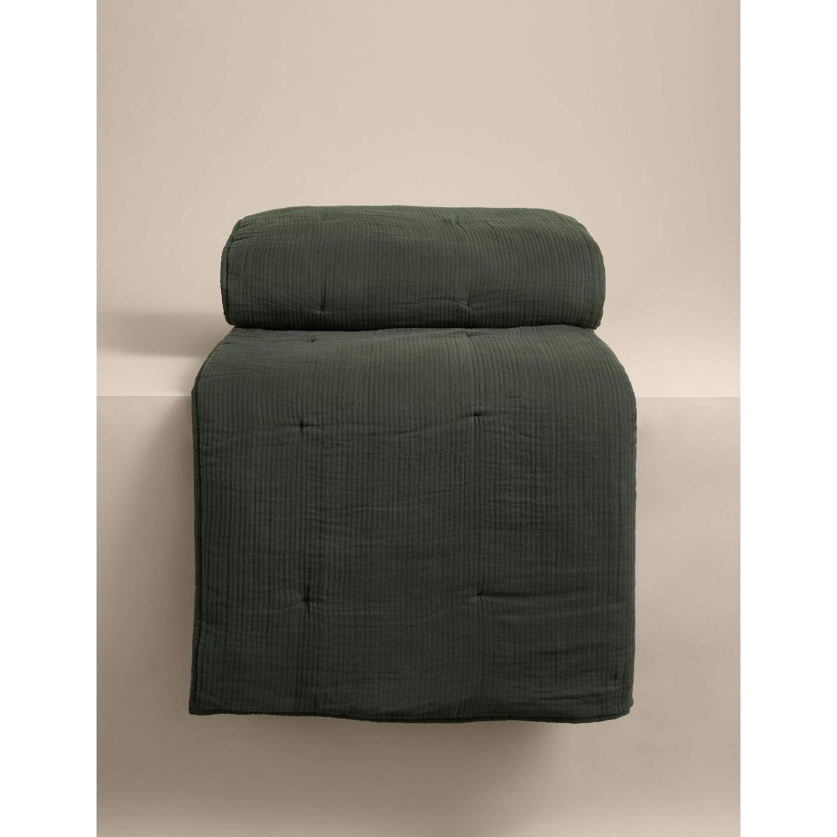 M&S Pure Cotton Gauze Quilted Bedspread Dark Green – image 2