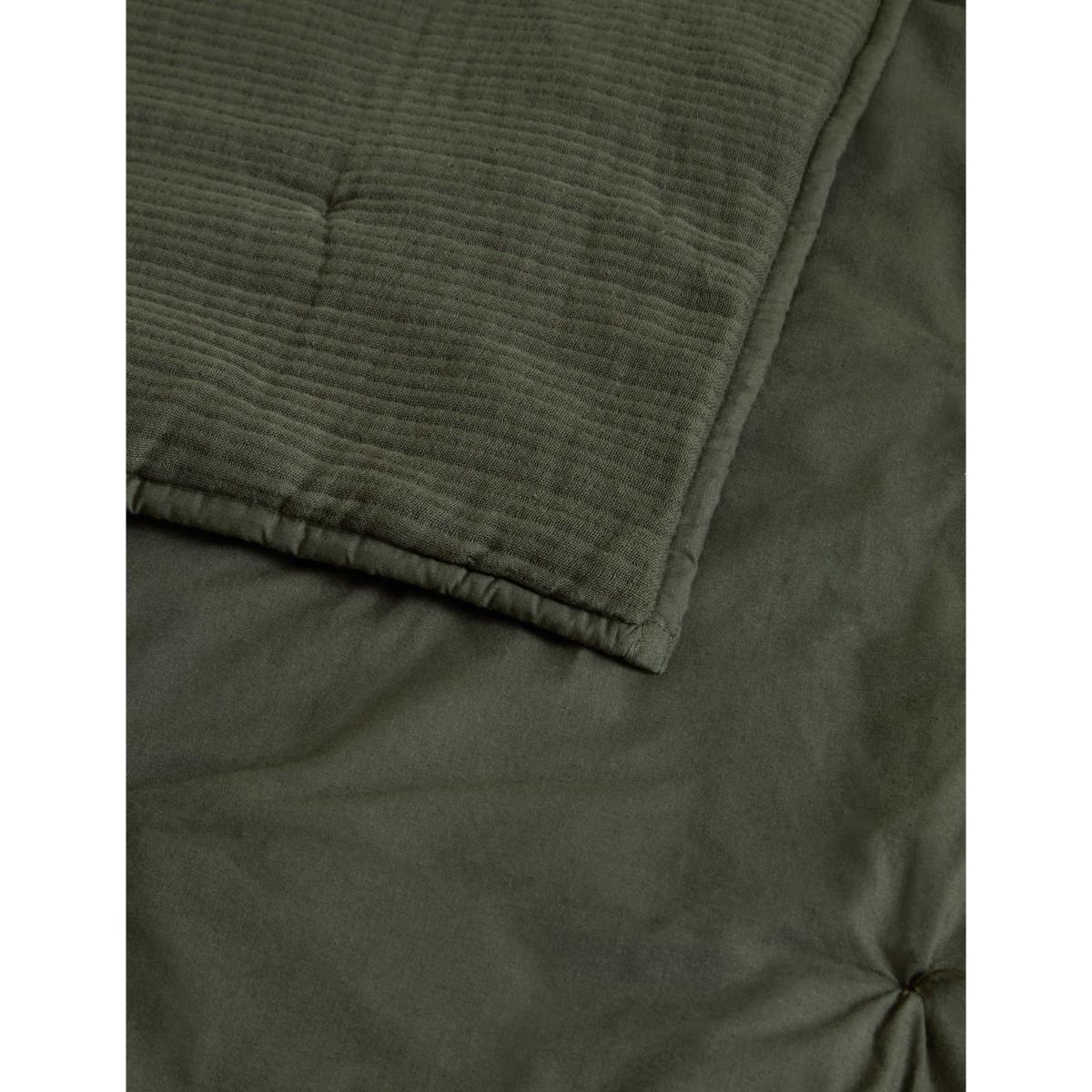 M&S Pure Cotton Gauze Quilted Bedspread Dark Green – image 5