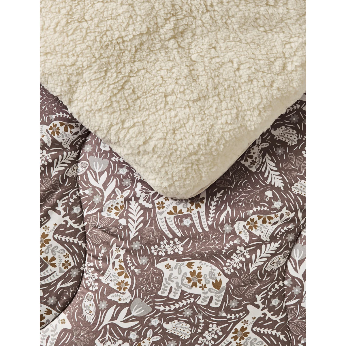 Nightlark Woodland Creatures Sherpa Fleece 9 Tog Throw Brown – image 2