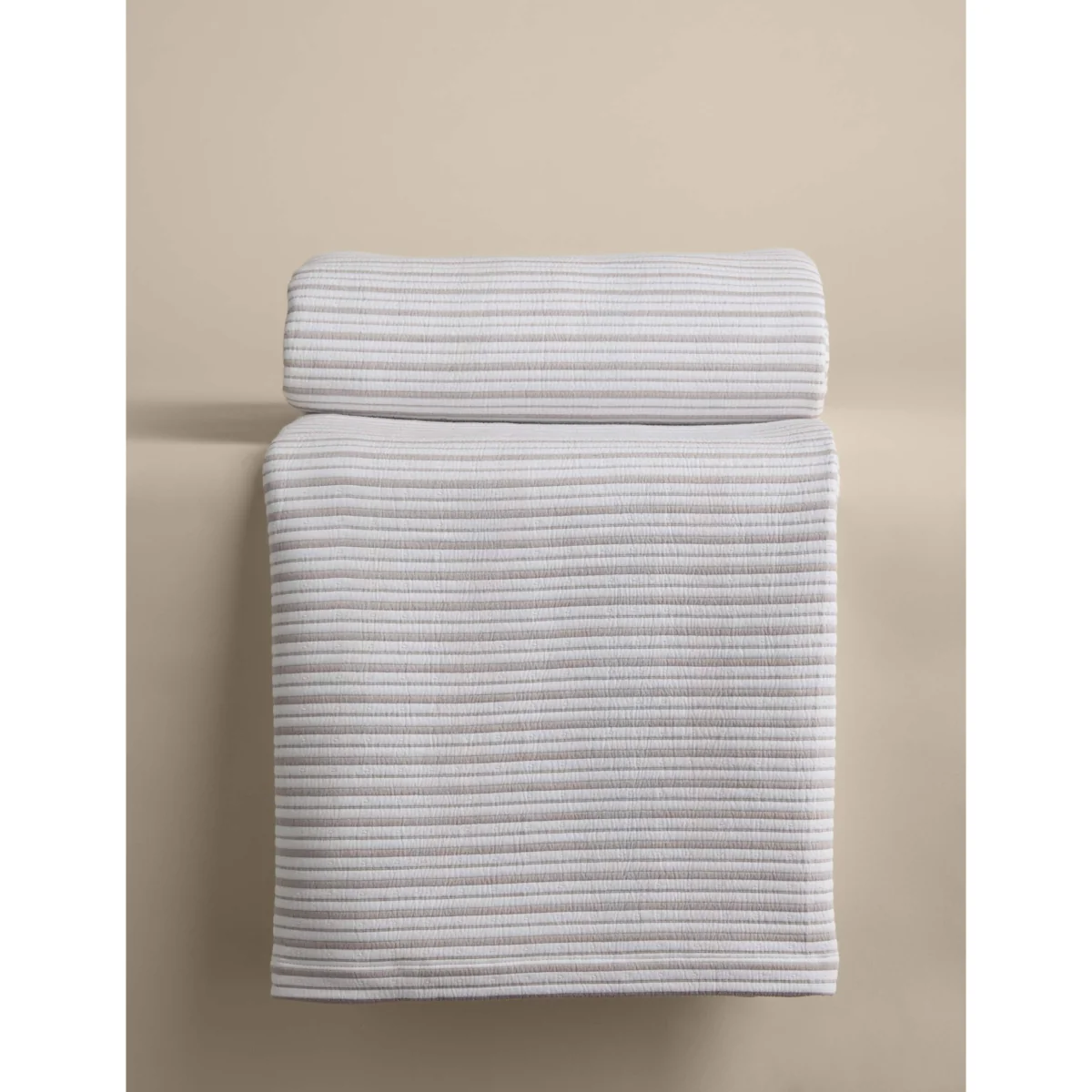 M&S Cotton Rich Striped Matelassé Bedspread Putty – image 2