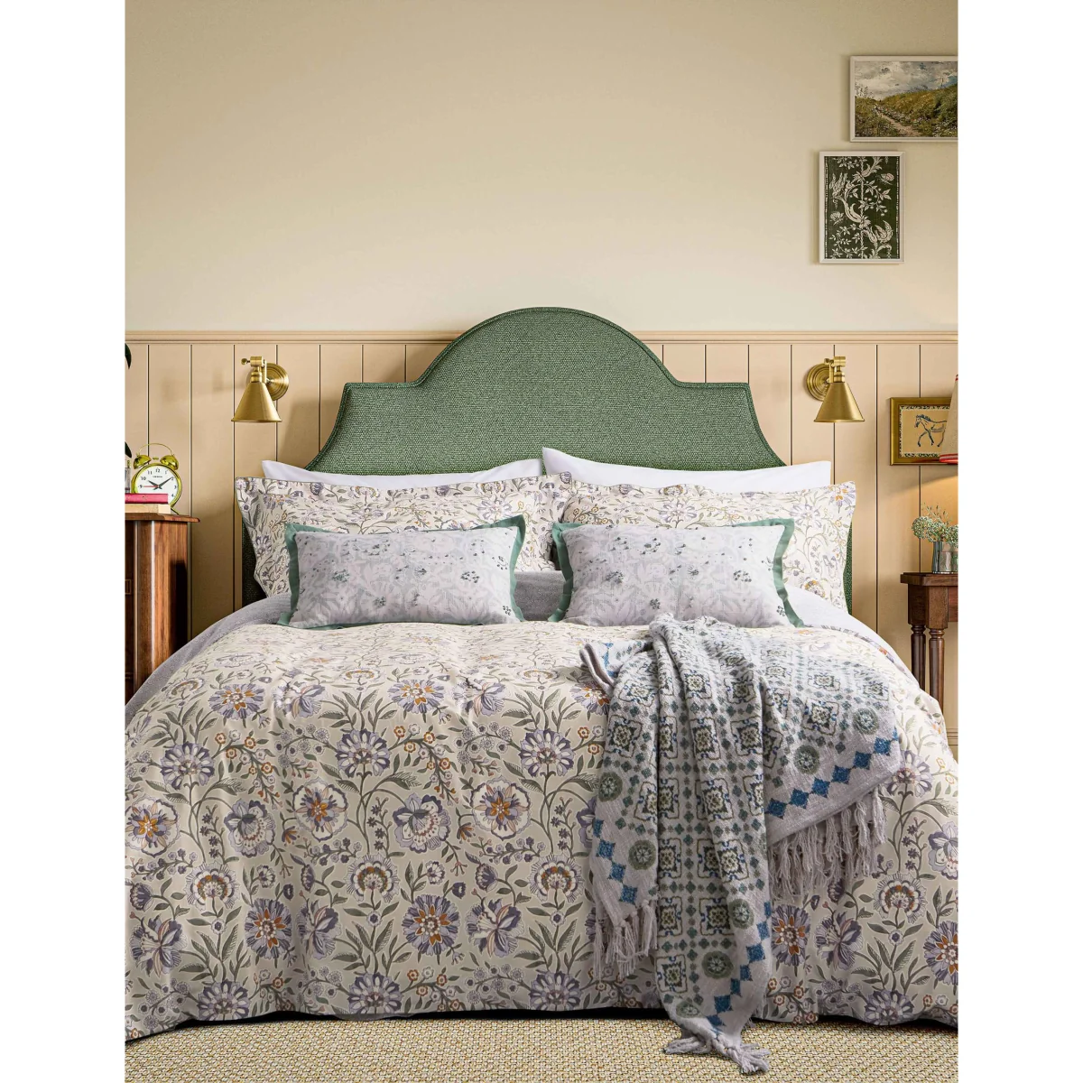 Joules Country Tiles Pure Cotton Geometric Throw Green Mix – image 4