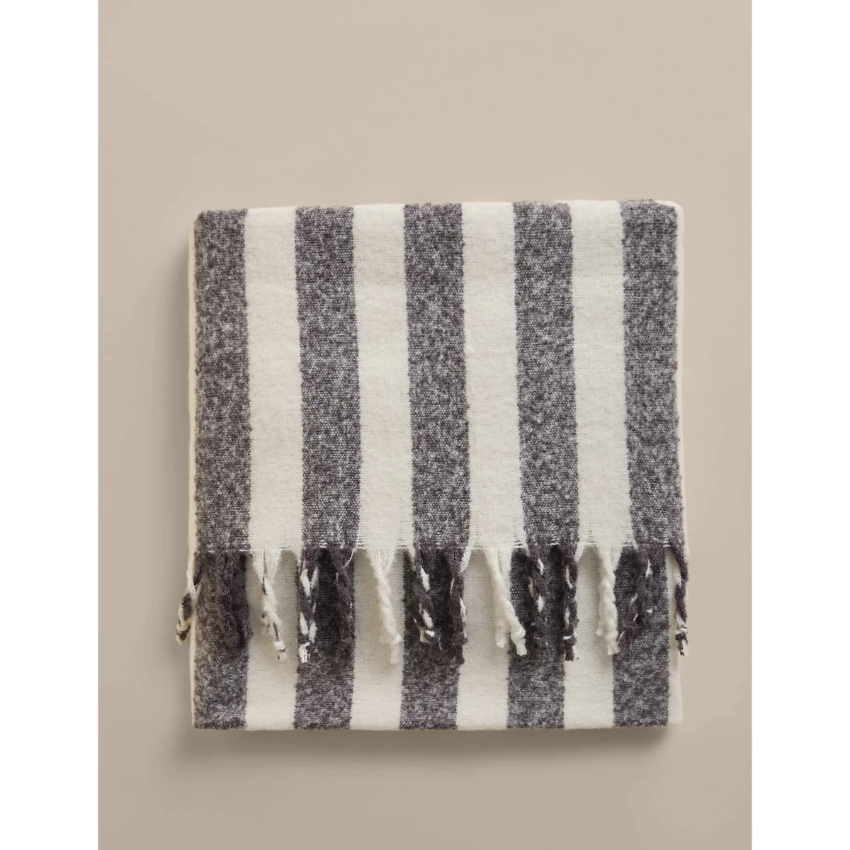 M&S Faux Mohair Striped Throw Blue – image 2