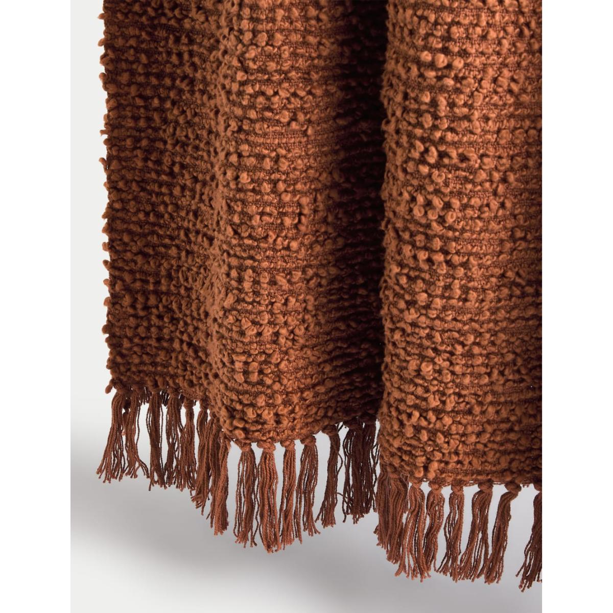 M&S Collection Pure Cotton Bouclé Throw - Rust, Neutral,Rust – image 2