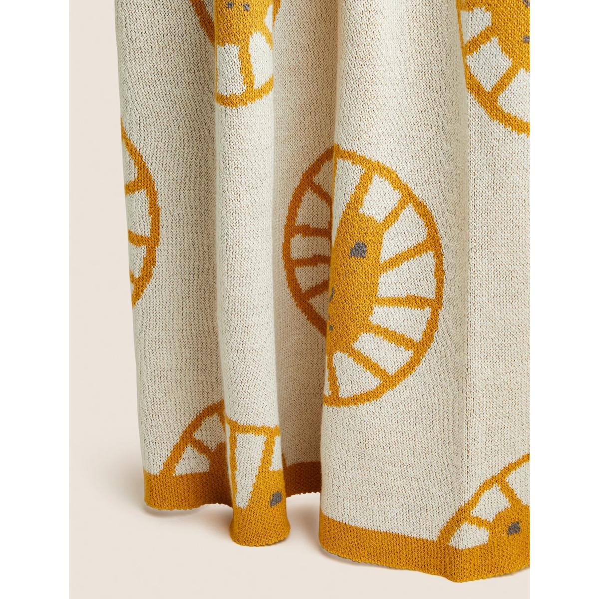 M&S  Pure Cotton Lion Throw - Ochre, Ochre – image 3