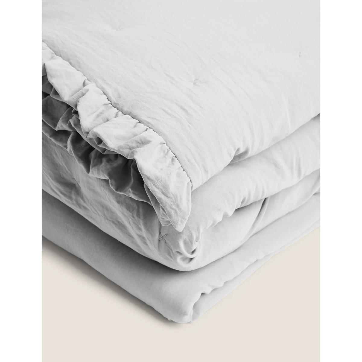 M&S Washed Quilted Bedspread - XL - Grey, Grey,Nude Pink – image 4