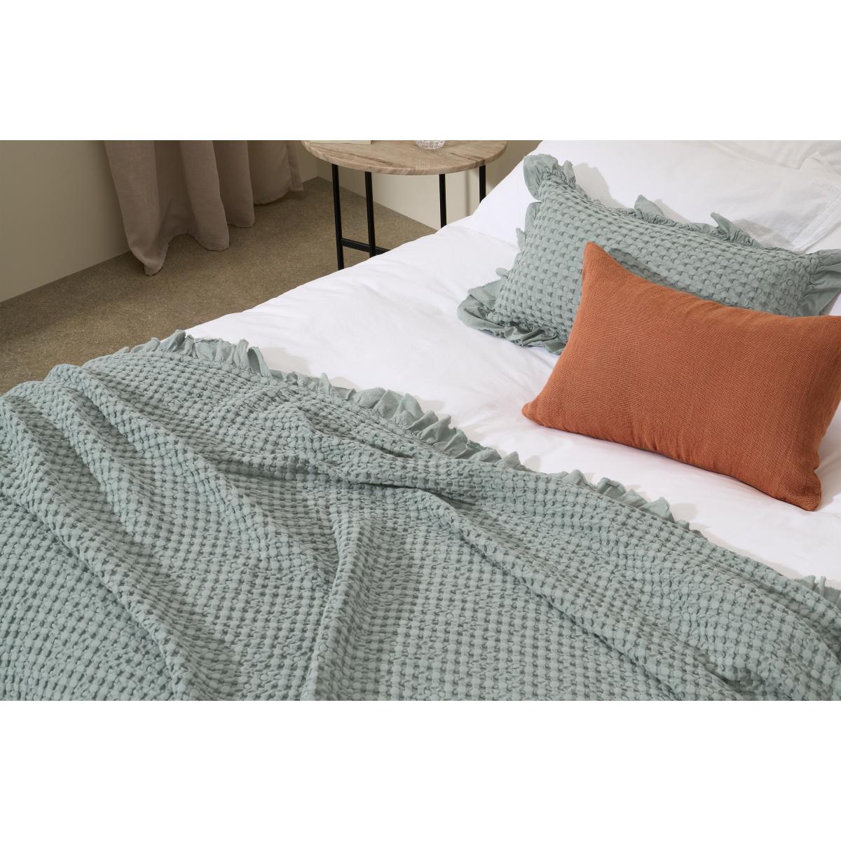 Lozen Waffle 100% Organic Cotton Bedspread, 150 x 200cm, Seafoam – image 4