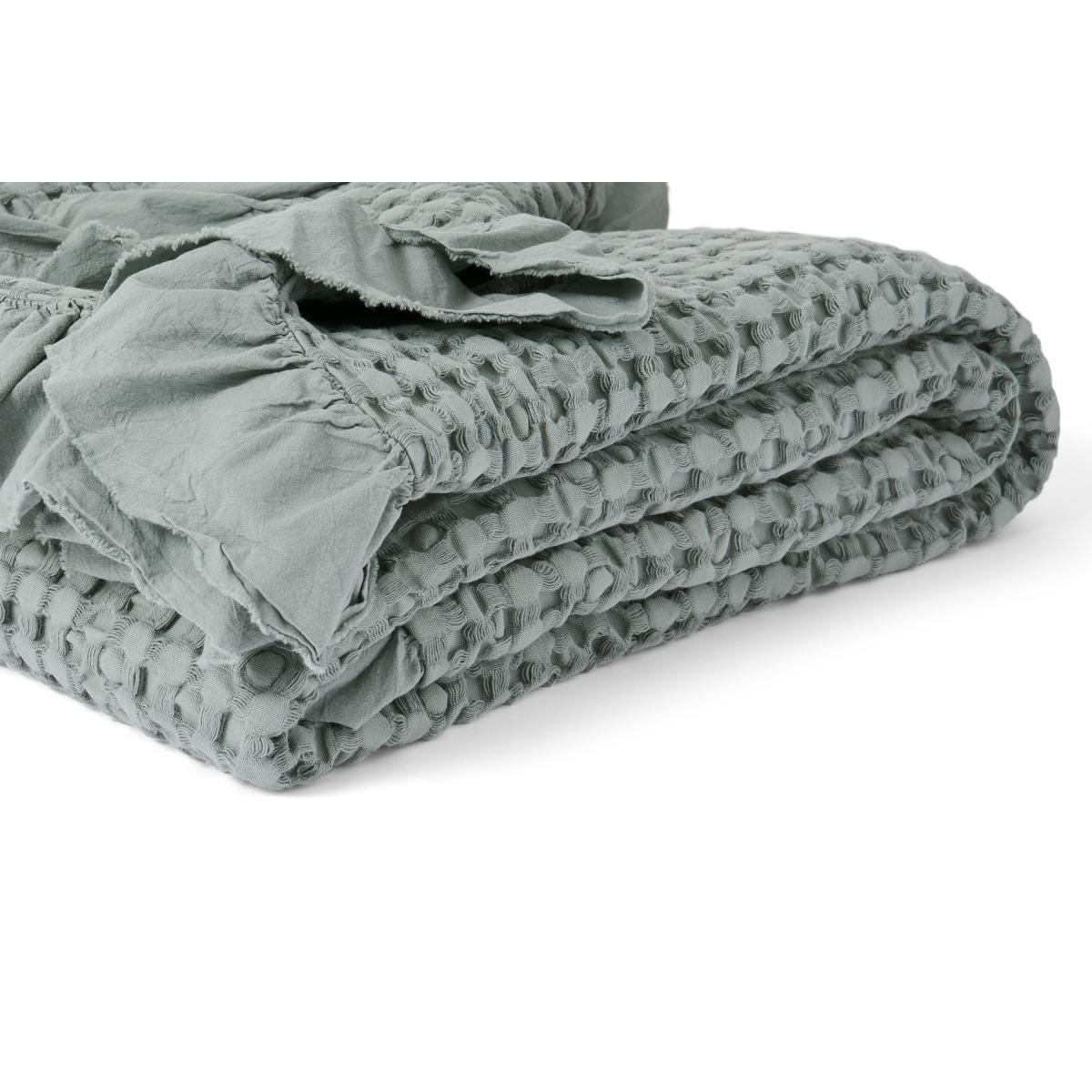 Lozen Waffle 100% Organic Cotton Bedspread, 150 x 200cm, Seafoam – image 5