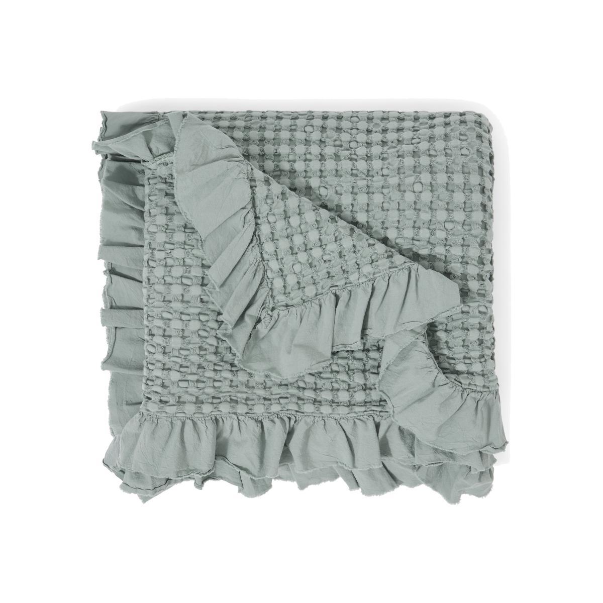 Lozen Waffle 100% Organic Cotton Bedspread, 150 x 200cm, Seafoam – image 1