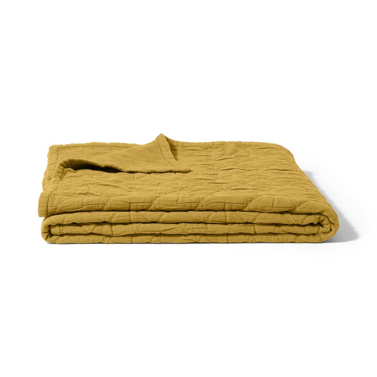 Boxton 100% Cotton Stonewashed Bedspread, 225 x 220 cm, Gold – image 2