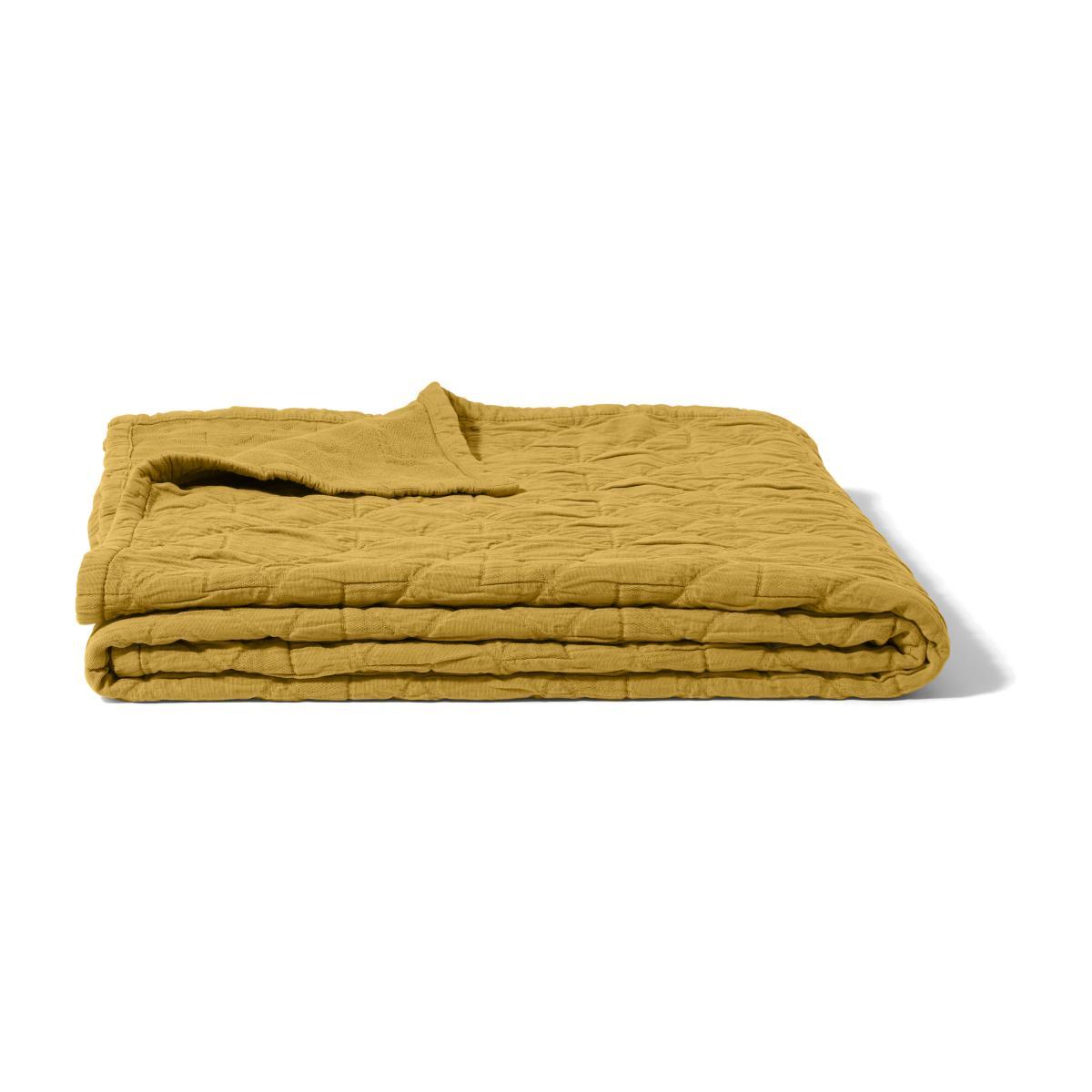 Boxton 100% Cotton Stonewashed Bedspread, 225 x 220 cm, Gold – image 1