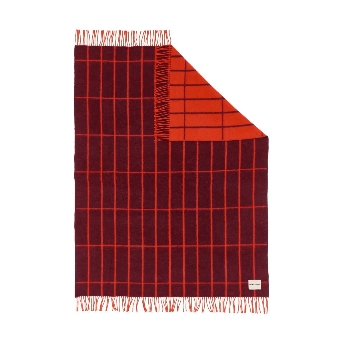 Marimekko Tiiliskivi throw blanket Plum-orange red – image 2