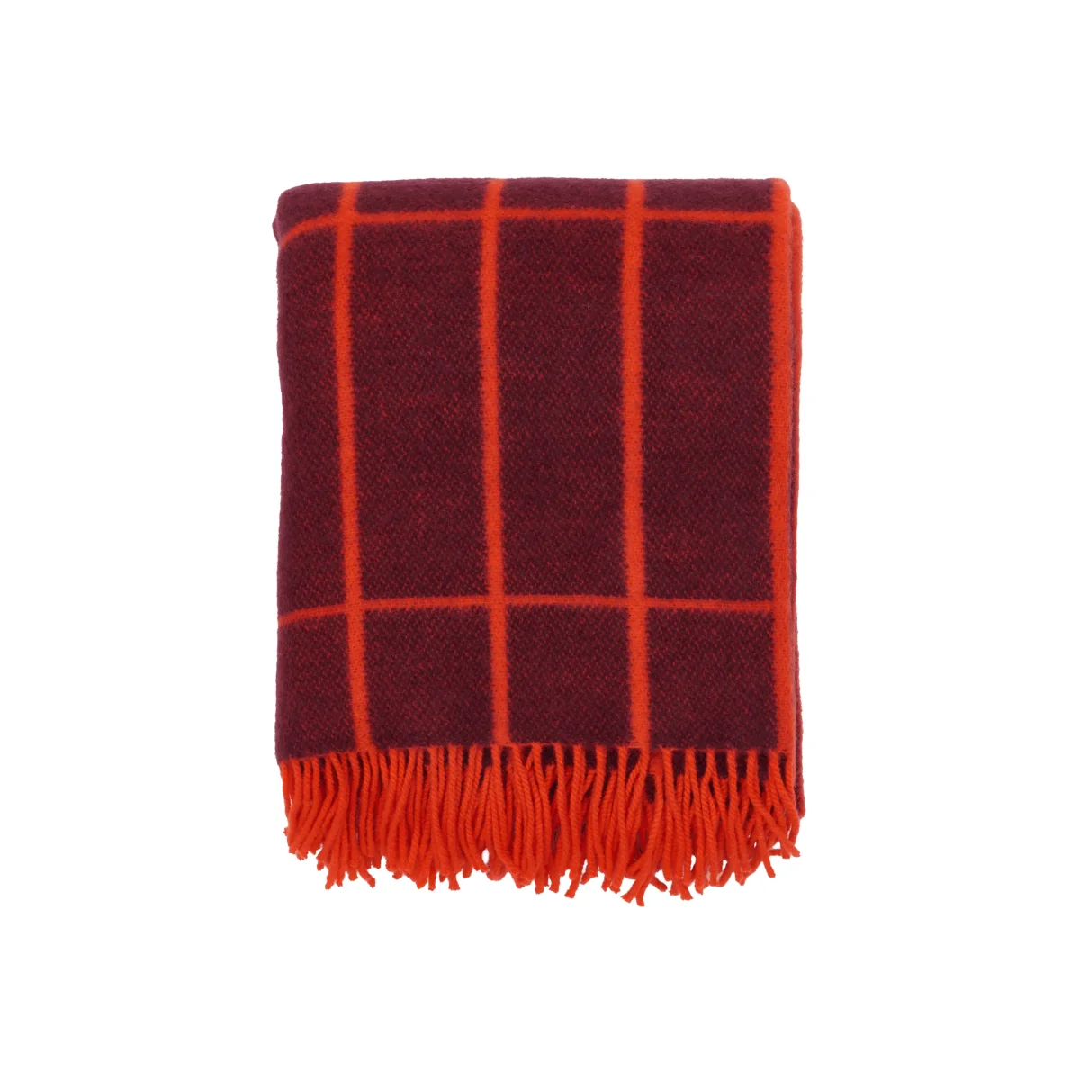 Marimekko Tiiliskivi throw blanket Plum-orange red – image 1