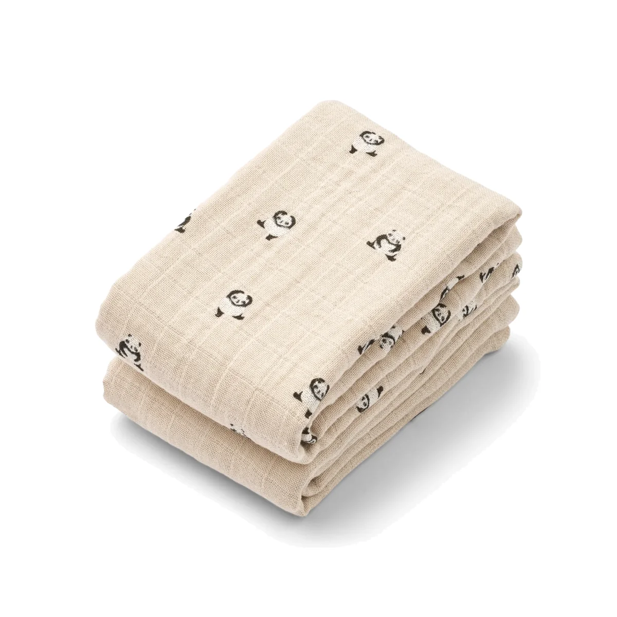 Liewood Lewis muslin blanket 2-pack 65x65 cm Mini panda-sandy mix – image 1