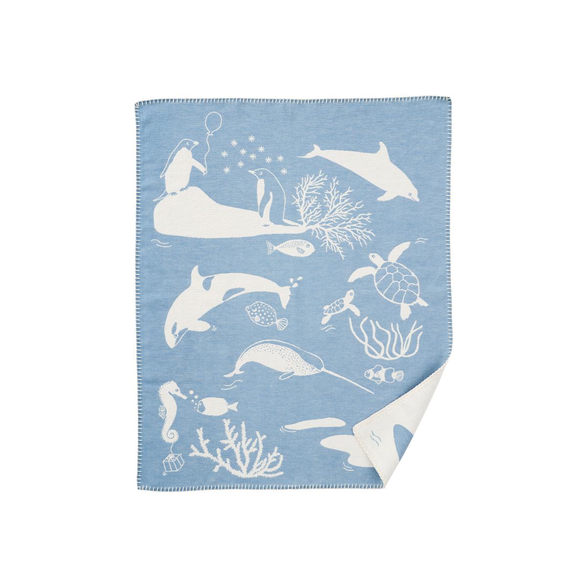 Sealife children's blanket blue